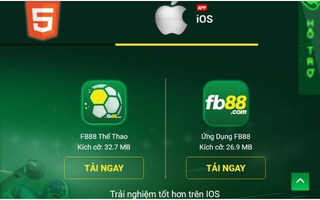 Giao diện tải app FB88 cho IOS 